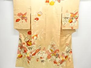 アンティーク　紋錦紗菊桐唐草模様刺繍着物